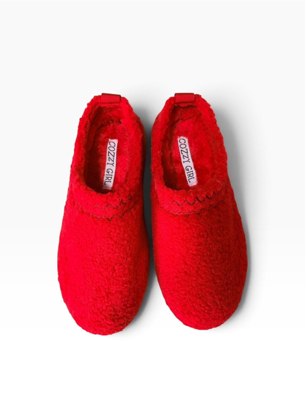Cozzy Girl Red Faux Fur Platform Slippers House Shoes - Women's Size 7